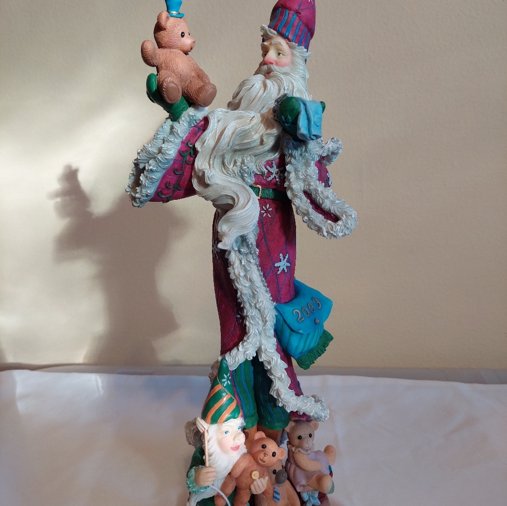 Festive Santa Figurine with Teddy Bears
